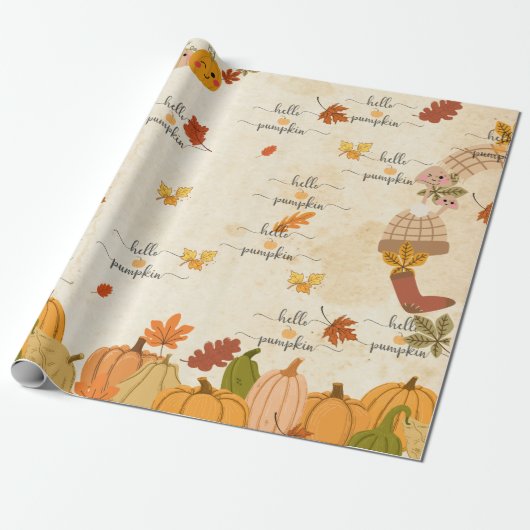 Cute Pumpkin Cadeaupapier (Uitgerold)