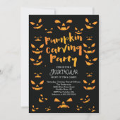 Cute Pumpkin Carving Halloween Party Invitation Kaart (Voorkant)