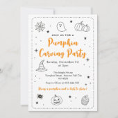 Cute Pumpkin Carving Party Halloween Doodles Kaart (Voorkant)