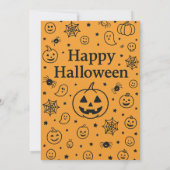 Cute Pumpkin Carving Party Halloween Doodles Kaart (Achterkant)