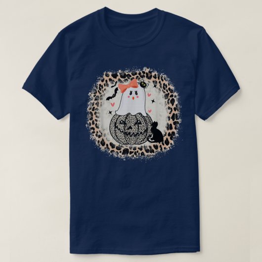 Cute Pumpkin Cat Halloween Girl Ghost 523 T-shirt (Design voorkant)