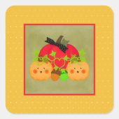 Cute Pumpkin Couple Halloween Bruidsdiner Square Vierkante Sticker (Voorkant)