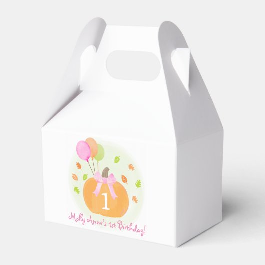 Cute Pumpkin en Balloons Herfst 1e verjaardag meis Bedankdoosjes (Voorkant Zijde)