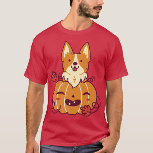 Cute Pumpkin en Corgi Dog Halloween Holiday Octob T-shirt