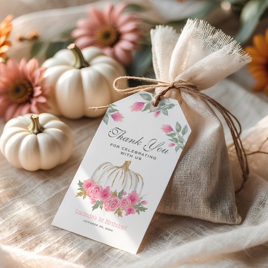 Cute Pumpkin Floral 1 september Dank u wel Cadeaulabel
