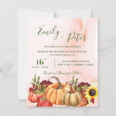 Cute Pumpkin Floral Autumn Leaves Fall Wedding (Voorkant)