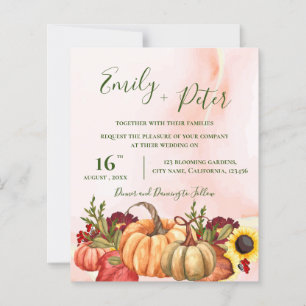 Cute Pumpkin Floral Autumn Leaves Fall Wedding