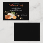 Cute Pumpkin Floral Halloween Party Invitation Notitiekaartje (Voorkant / Achterkant)