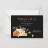 Cute Pumpkin Floral Halloween Party Invitation Notitiekaartje (Voorkant)