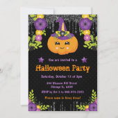 Cute Pumpkin Floral Halloween Party Kaart (Voorkant)