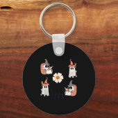 Cute Pumpkin Ghost Boo Cat Bats Pattern Halloween Sleutelhanger (Voorkant)