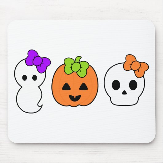 Cute Pumpkin, Ghost en Skull Muismat (Voorkant)