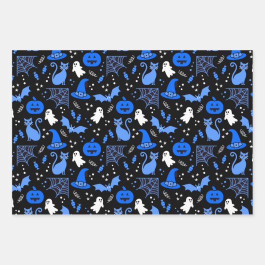Cute Pumpkin Ghost Halloween Pattern Inpakpapier Vel (Voorkant 3)