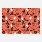 Cute Pumpkin Ghost Halloween Pattern Inpakpapier Vel (Voorkant 2)