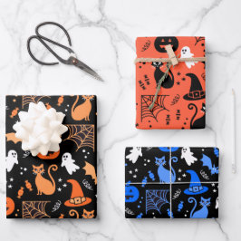 Cute Pumpkin Ghost Halloween Pattern Inpakpapier Vel