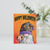 Cute Pumpkin Gnome Happy Halloween Briefkaart (Staand voorkant)