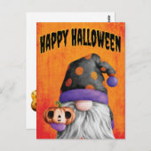 Cute Pumpkin Gnome Happy Halloween Briefkaart (Voorkant / Achterkant)