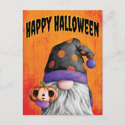 Cute Pumpkin Gnome Happy Halloween Briefkaart (Voorkant)
