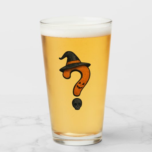 Cute pumpkin Halloween question mark glass. Glas (Voorkant gevuld)