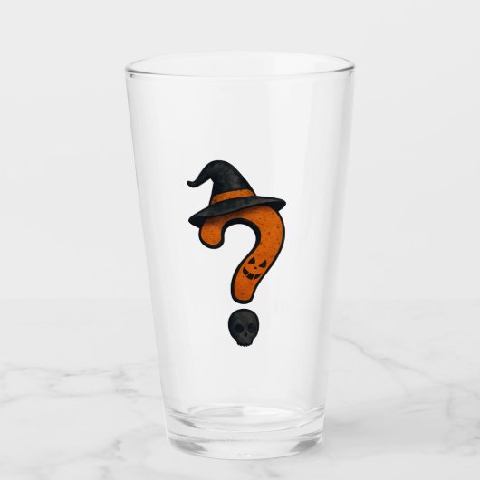 Cute pumpkin Halloween question mark glass. Glas (Voorkant)