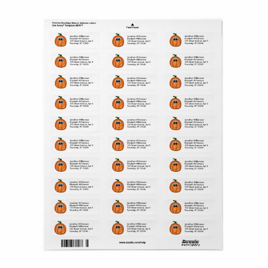 Cute Pumpkin Halloween Return Address Labels (Full Sheet)