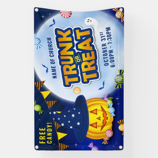 Cute Pumpkin Halloween Snoep Trunk or Treat Spandoek (Verticaal)