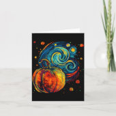 Cute Pumpkin Halloween Thanksgiving Starry Night V Kaart (Voorkant)
