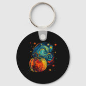 Cute Pumpkin Halloween Thanksgiving Starry Night V Sleutelhanger (Voorkant)