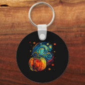 Cute Pumpkin Halloween Thanksgiving Starry Night V Sleutelhanger (Voorkant)