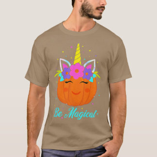 Cute Pumpkin Halloween Unicorn Women Girls Thanksg T-shirt
