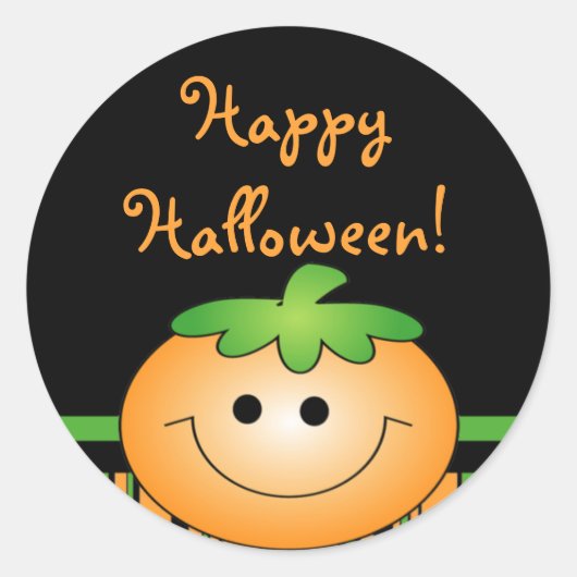 Cute Pumpkin Happy Halloween Ronde Sticker (Voorkant)