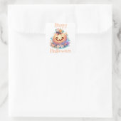 Cute Pumpkin Happy Halloween Vierkante Sticker (Tas)