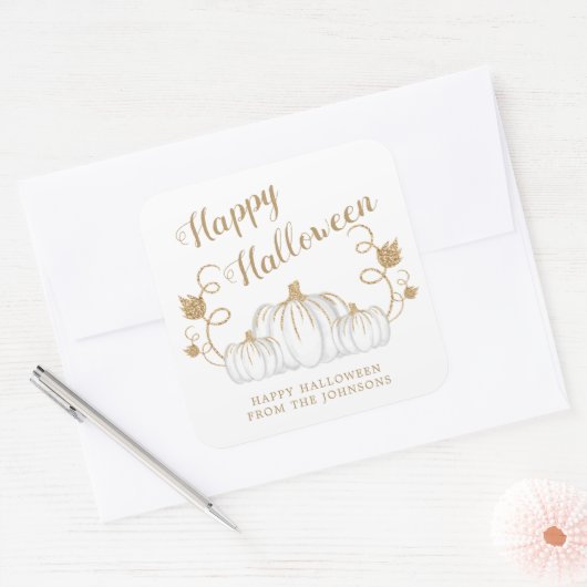 Cute Pumpkin Happy Halloween Vierkante Sticker (Envelop)