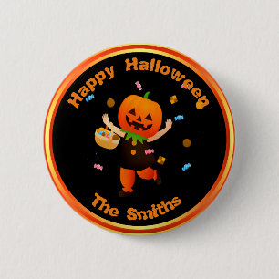 Cute Pumpkin Head Trick of Treer Halloween Ronde Button 5,7 Cm