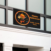 Cute Pumpkin Head Trick of Treer Halloween Spandoek (Buitenkant Gebouw)