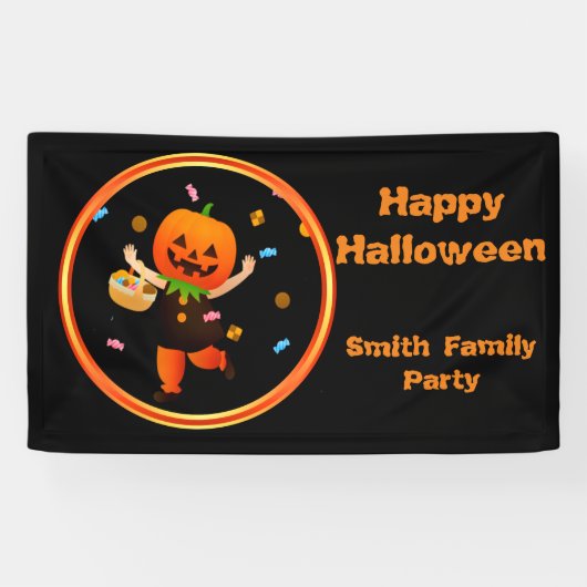 Cute Pumpkin Head Trick of Treer Halloween Spandoek (Horizontaal)