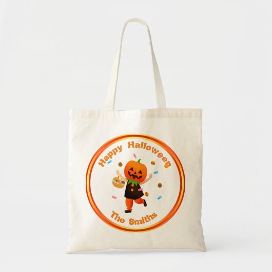 Cute Pumpkin Head Trick of Treer Halloween Tote Bag (Voorkant)