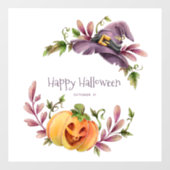 Cute Pumpkin, heks Pet en herfst Foliage Raamsticker (Vel)