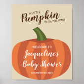 Cute Pumpkin Herfst Baby shower Welkomstteken Poster (Voorkant)
