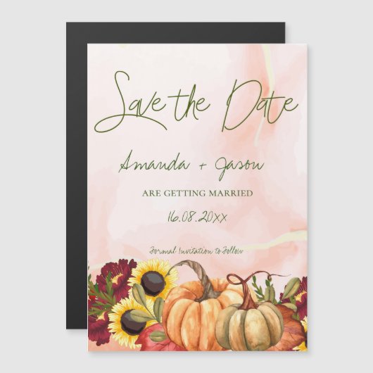 Cute Pumpkin herfst bruiloft bewaart de datum (Voorkant / Achterkant)
