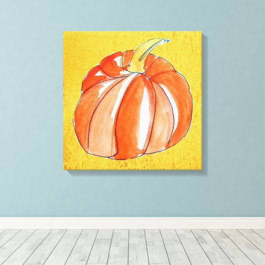 Cute Pumpkin-herfst in de herfst Canvas Afdruk (Insitu (Houten vloer))