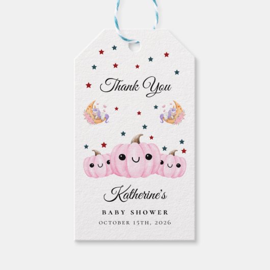 Cute Pumpkin Is On The Way | Halloween Baby Shower Cadeaulabel (Voorkant)