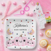 Cute Pumpkin Is On The Way | Halloween Baby Shower Papieren Bordje (Feest)