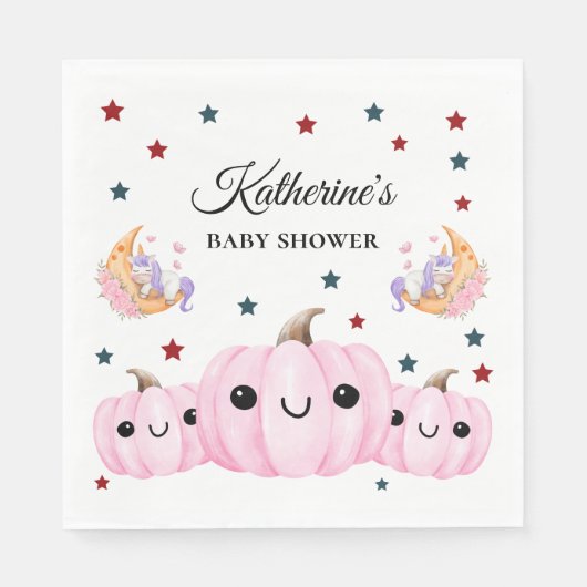 Cute Pumpkin Is On The Way | Halloween Baby Shower Servet (Voorkant)