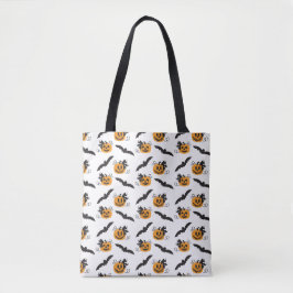 Cute Pumpkin Jack O Lantern Bat Black Sinaasappel Tote Bag