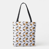 Cute Pumpkin Jack O Lantern Bat Black Sinaasappel Tote Bag (Achterkant)
