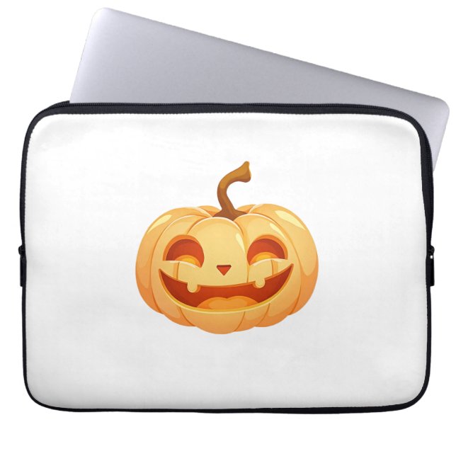 Cute Pumpkin Jack O Lantern Turtle Zee Halloween C Laptop Sleeve (Voorkant)