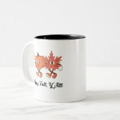 Cute Pumpkin & Leaf Fall Friends Art Tweekleurige Koffiemok (Voorkant links)