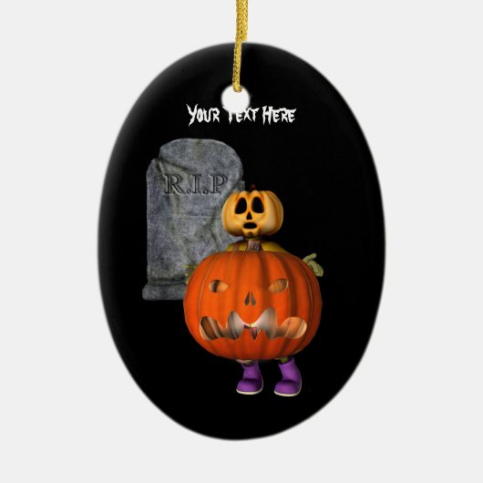 Cute Pumpkin Man Tombstone Halloween Ornament (Voorkant)