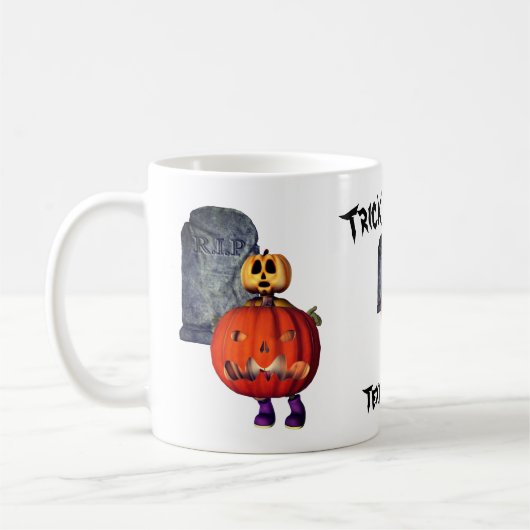 Cute Pumpkin Man Tombstone Halloween Persoonlijk Koffiemok (Links)